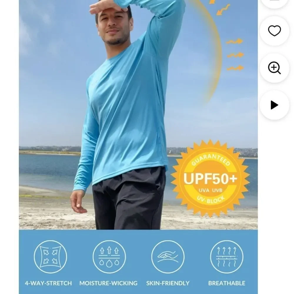Baleaf Men's Blue Long Sleeve Crew neck  Shirt size M